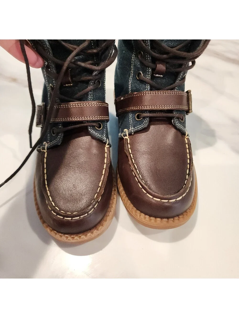 Polo Ralph Lauren Men's Denim and Leather Lace-Up Boots
